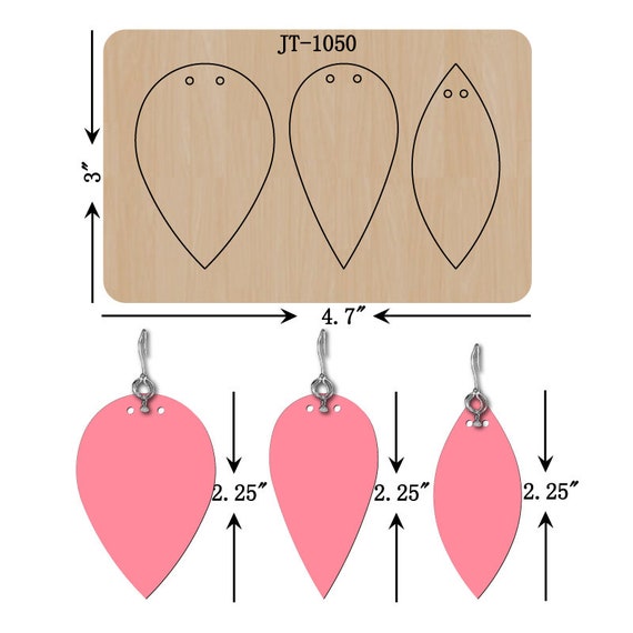Leather Earring Cutting Die, INCH, Pinch Leaf Earring Die