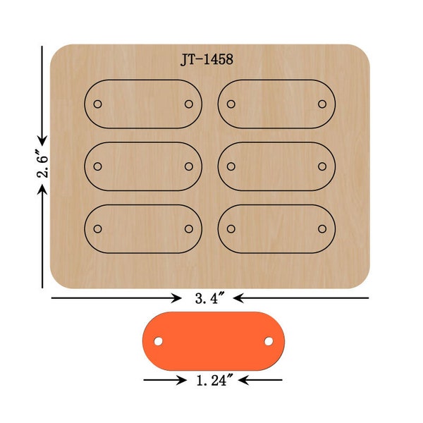 Leather Earring Cutting Die, 1.30 INCH X 1.24 INCH, Curve Bar Earring Connector Die, Orange Foam, Sizzix Compatible, JT1458