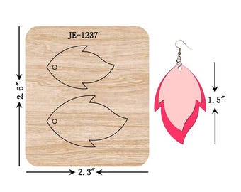 Small Feather Leather Earring Die, 1.5 INCH, Sizzix Compatible, JE1237