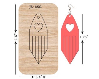 Heart Cutout Fringe Leather Earring Die, 1.75 INCH, Sizzix Compatible, JE1222