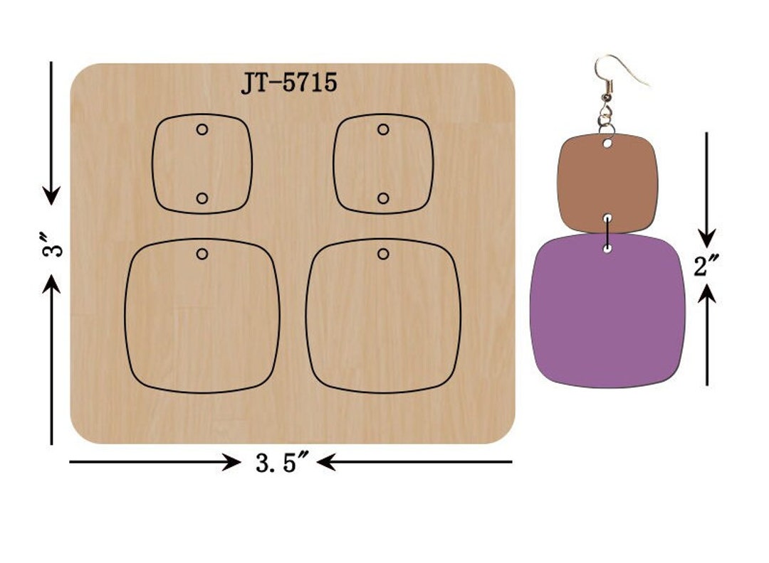 Curve Square Leather Earring Die, 2-inch, Sizzix Compatible