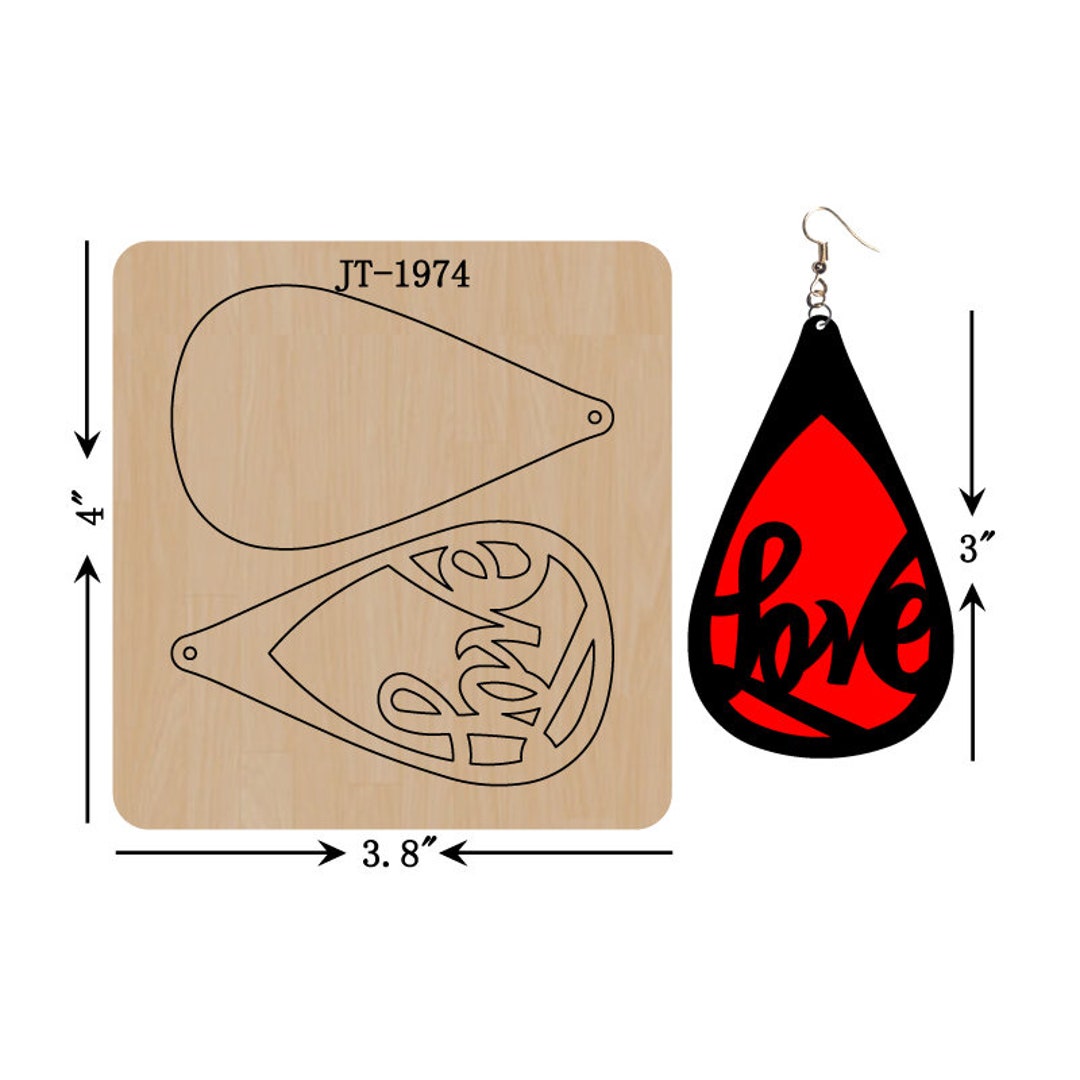 Leather Earring Cutting Die, 3 INCH, Teardrop LOVE Earring Die, Sizzix ...