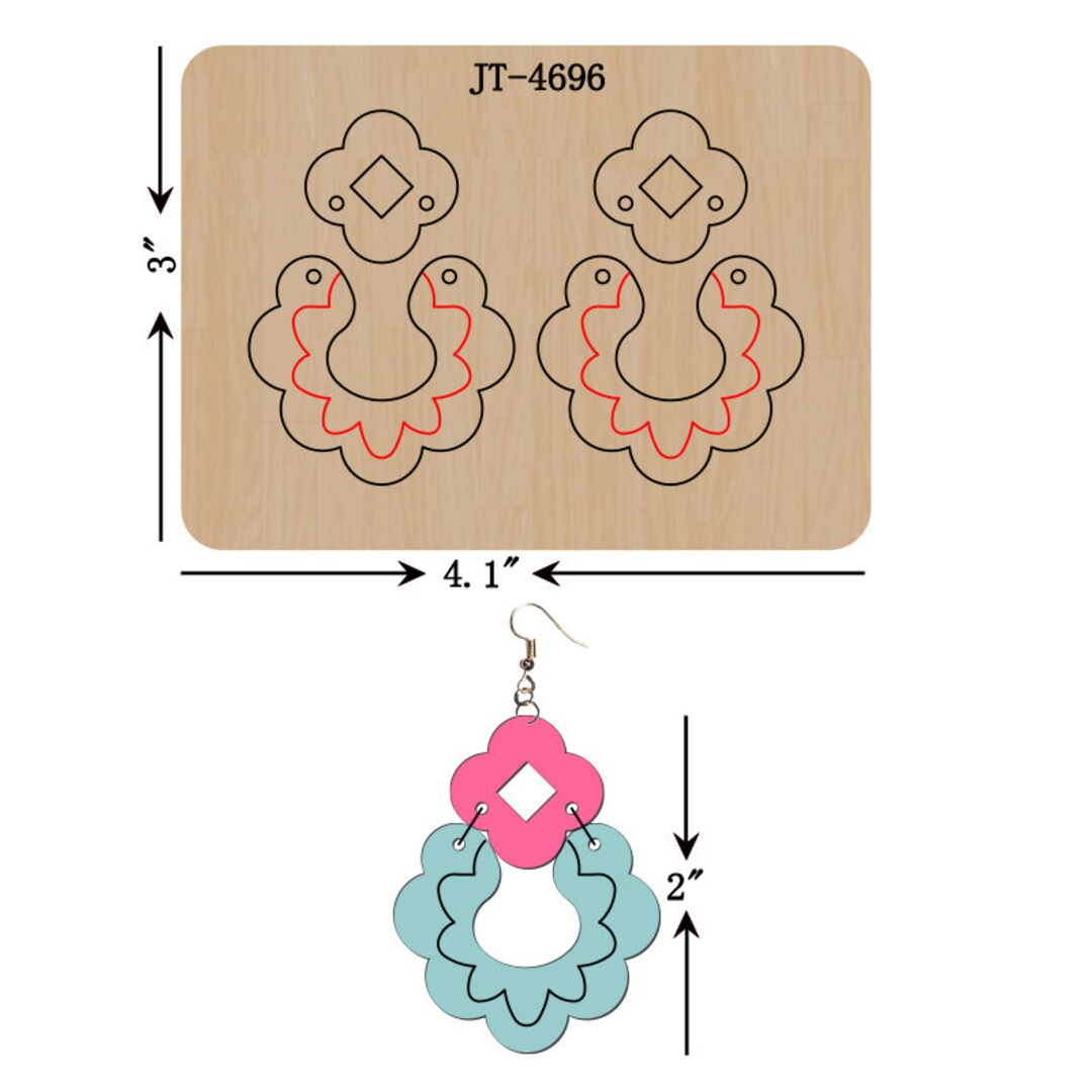 Cut and Emboss Leather Earring Die, 2 INCH, Moroccan Tile, Scalloped Earring Die, Orange Foam