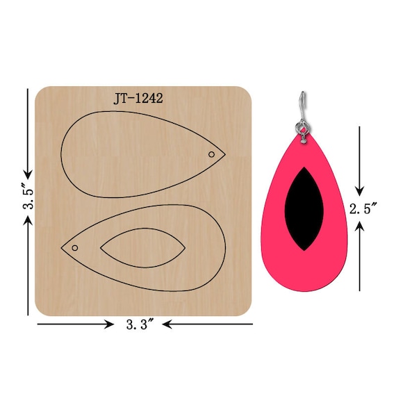 Teardrop Leather Earring Cutting Die: Inch, Sizzix Compatible