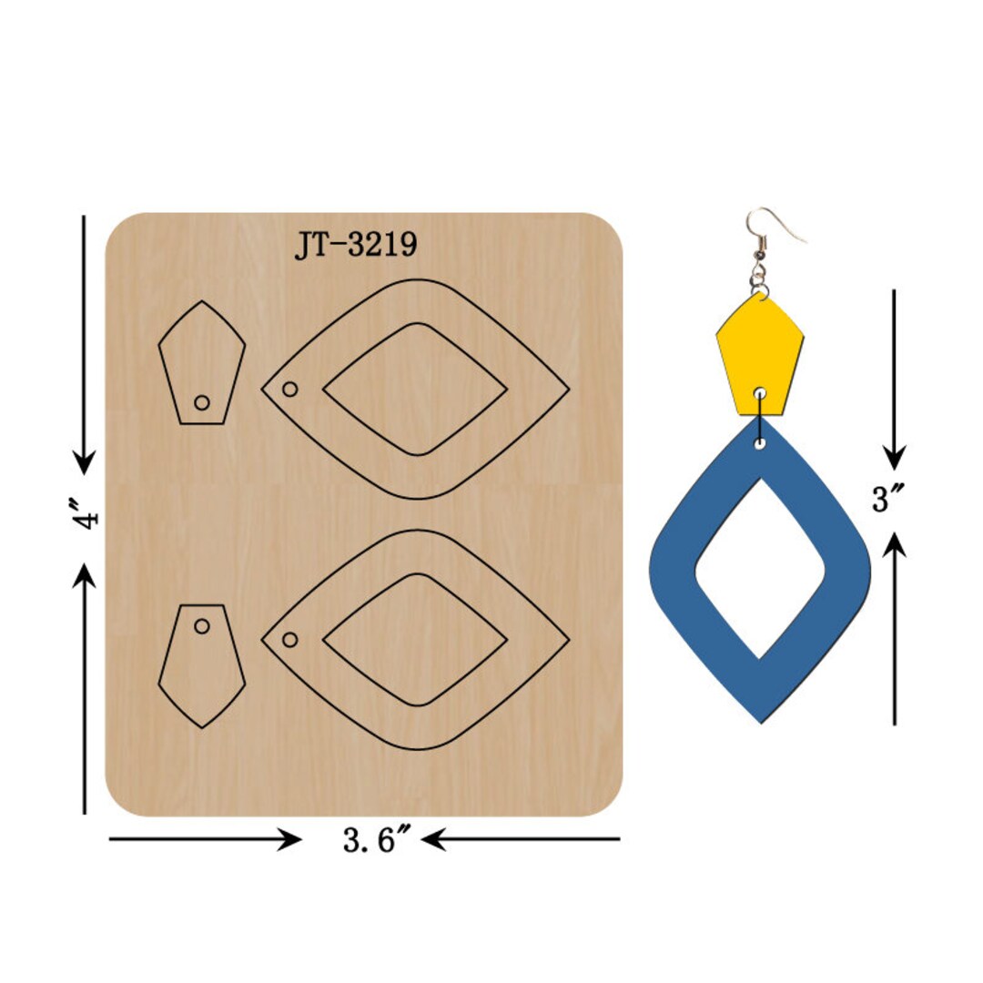 Leather Earring Cutting Die, 3 INCH, Curve Teardrop Cutout Earring Die