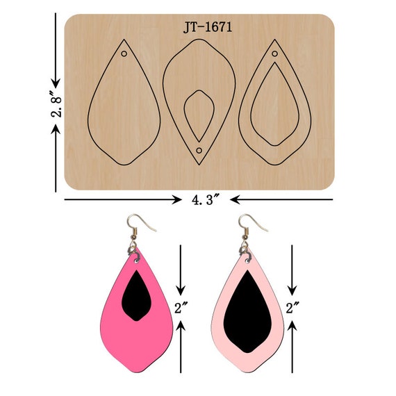 Leather Earring Cutting Die,2 INCH, Teardrop Earring Die, Sizzix  Compatible, JT1671