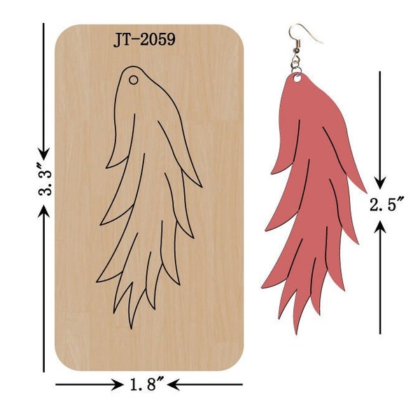 Troquel para pendientes de cuero con plumas, 2,5 pulgadas, compatible con Sizzix, JT2059