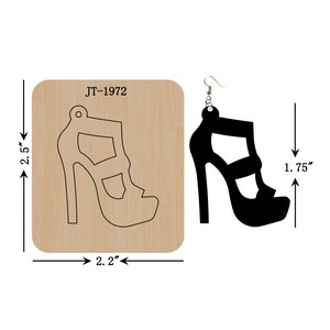 Leather Earring Cutting Die, 1.75 INCH, Small High Heel Pump Shoe Earring Die, Sizzix Compatible, JT1972