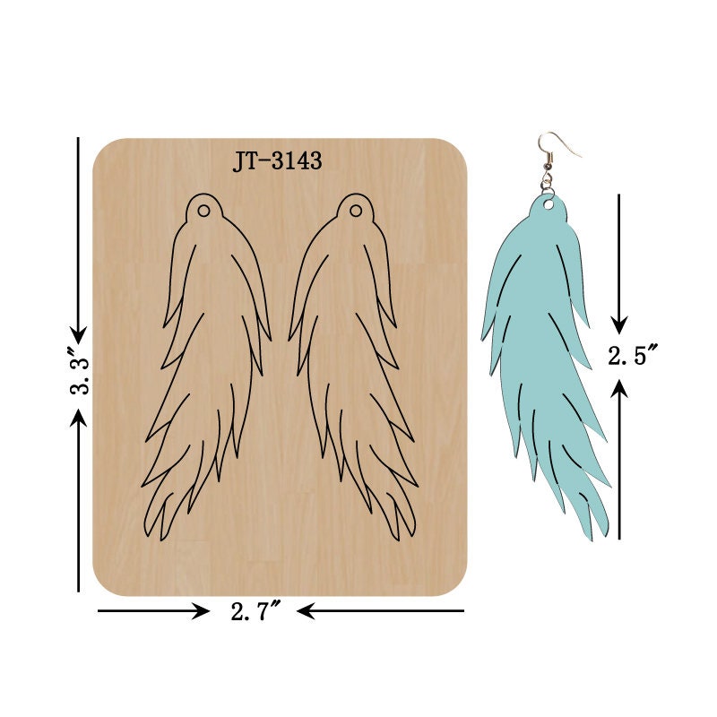 Leather Earring Cutting Die, 2.5 INCH, Fringe Feather Earring, Sizzix Compatible, JT3143