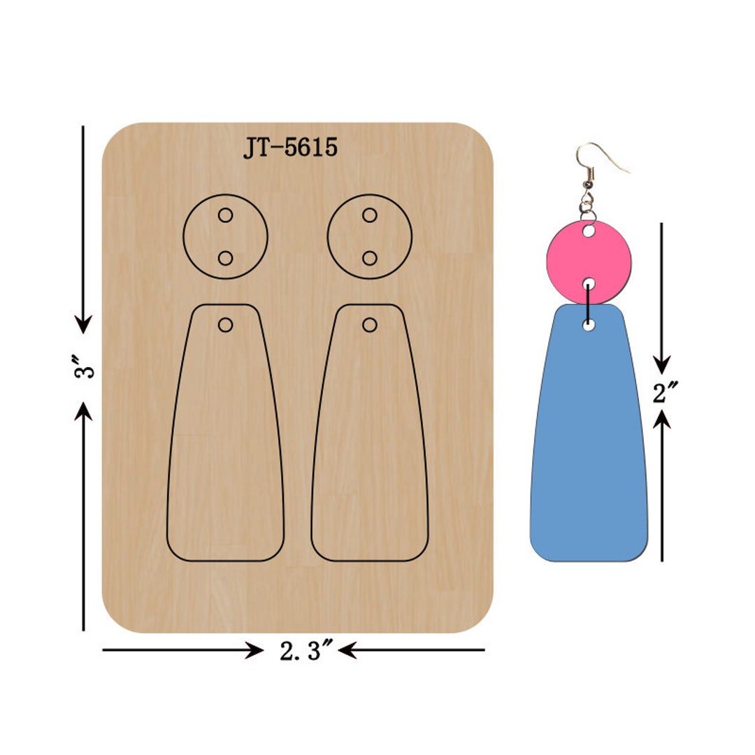 Bar Leather Earring Cutting Die, 2-inch, Sizzix Compatible, JT5615