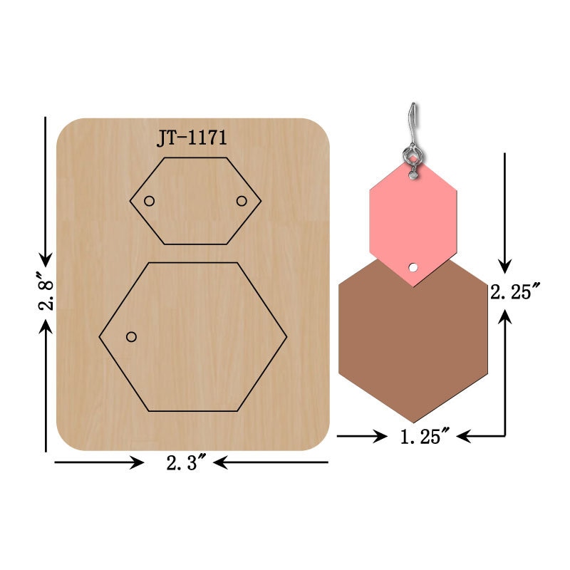 P. willinckii ’Jenny’ TC 1611 Leather Earring Cutting Die,2.25 INCH, Hexagon Earring Die