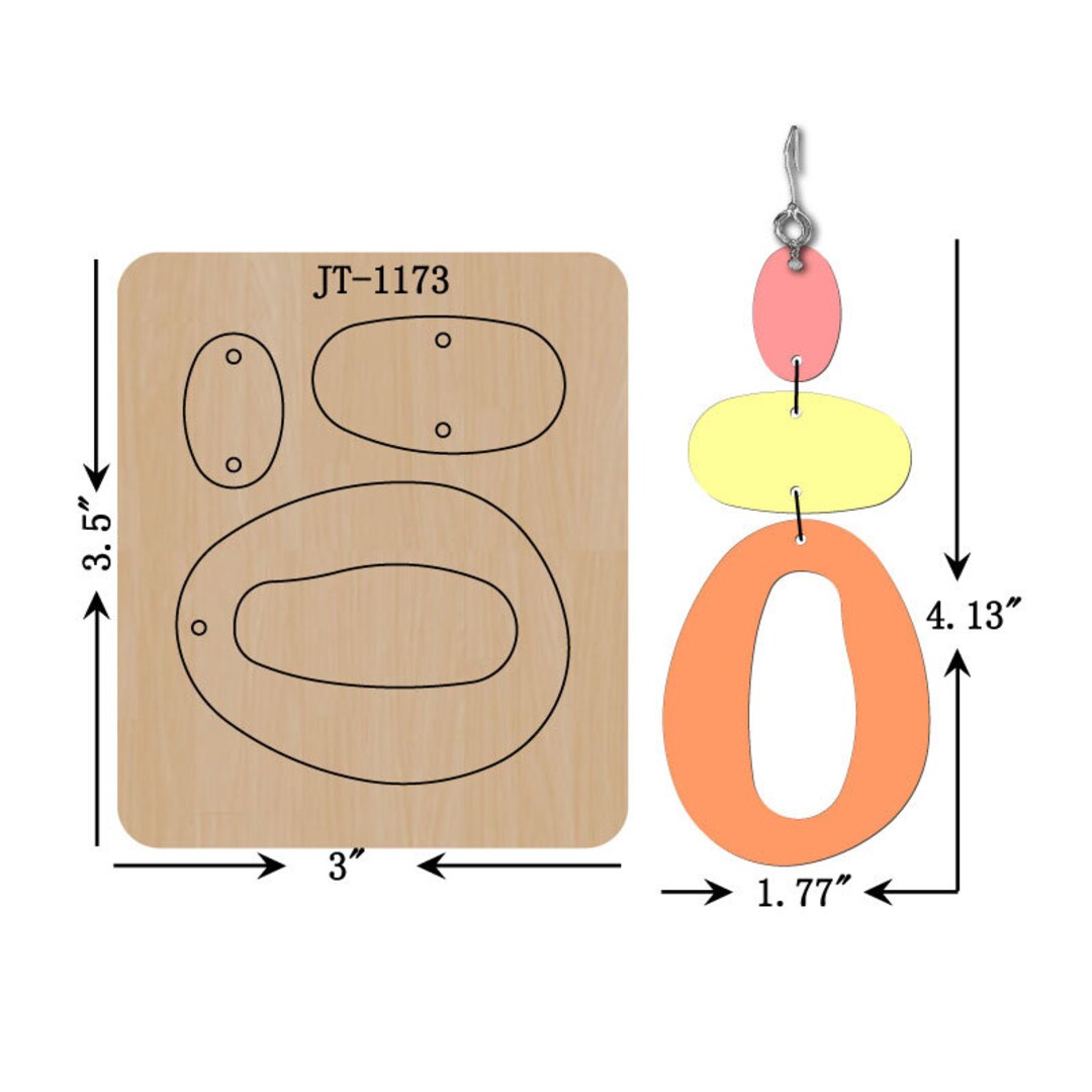 Open Oval Leather Earring Die, 4.13 Inch, Sizzix Compatible