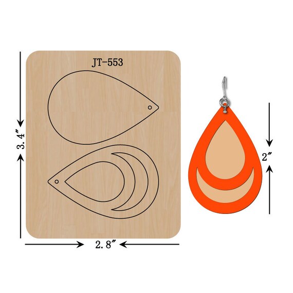 Leather Earring Cutting Die, INCH, Abstract Teardrop Earring Die, Sizzix  Compatible, JT553