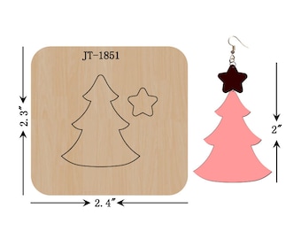 Christmas Tree Leather Earring Cutting Die, 2 INCH, Christmas Earring, Orange Foam, Sizzix Compatible, JT1851