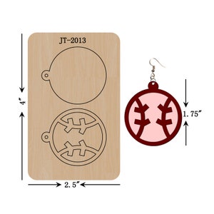 Baseball Earring Cutting Die, 1.75 INCH, Baseball Earring, Sizzix Compatible, JT2013