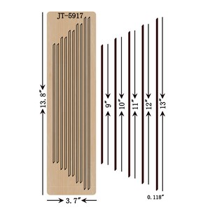 May include: A wooden craft die with the text "JT-5917" printed on it. The die has 13 different sized lines, ranging from 9 inches to 13 inches in length. The die is 13.8 inches tall and 3.7 inches wide.