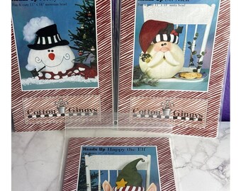 3 Cotton Ginny's Craft Patterns Lot: Snowman Santa Elf Heads Up Melty St Nick