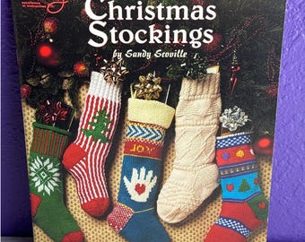 Knit Christmas Stockings Pattern Book Sandy Scoville Needlework Leaflet ASN 1325