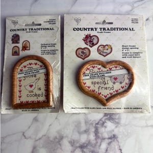 Lot of 2 Vintage Country Traditional Mini Craft Frames Heart Cathedral Patterns Kit