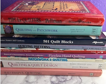 Lot 9 Quilting Books Patterns Quilt Blocks Applique Crafting Reference Library Set
