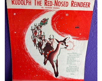 Vintage Rudolph Red Nosed Reindeer 1949 Christmas Sheet Music Johnny Marks