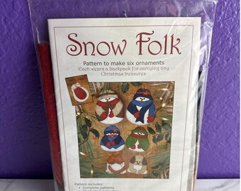 New SNOW FOLK Complete Kit Felt Christmas Ornament w/ Back Pocket Rachel's of Greenfield