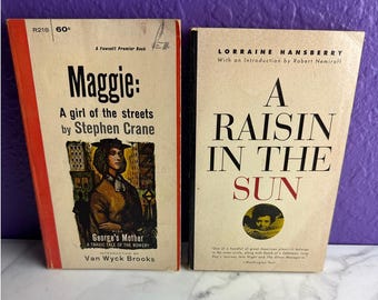 Lot of 2 Vintage American Realism Paperback Raisin in the Sun Maggie Girl of the Streets