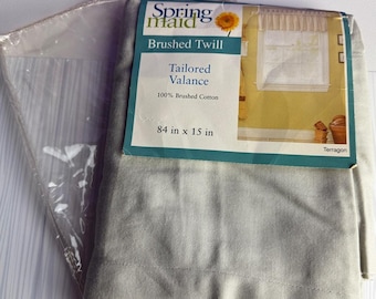 Vintage Springmaid Brushed Twill Drapes 2 Pair Valances Tarragon Curtains 84x15