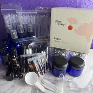 64 Mixed Aromatherapy Supply Destash Lot Essential Oil Glass Bottles Jars Roller