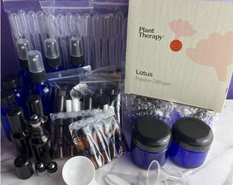 64 Mixed Aromatherapy Supply Destash Lot Essential Oil Glass Bottles Jars Roller