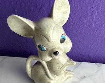 Vintage 1960s Anthropomorphic Big Ear Mouse Figurine Mid Century Kitsch Japan Style