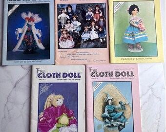 Vintage The Cloth Doll Magazine Lot of 5 Issues Sewing Dollmaking Craft Patterns