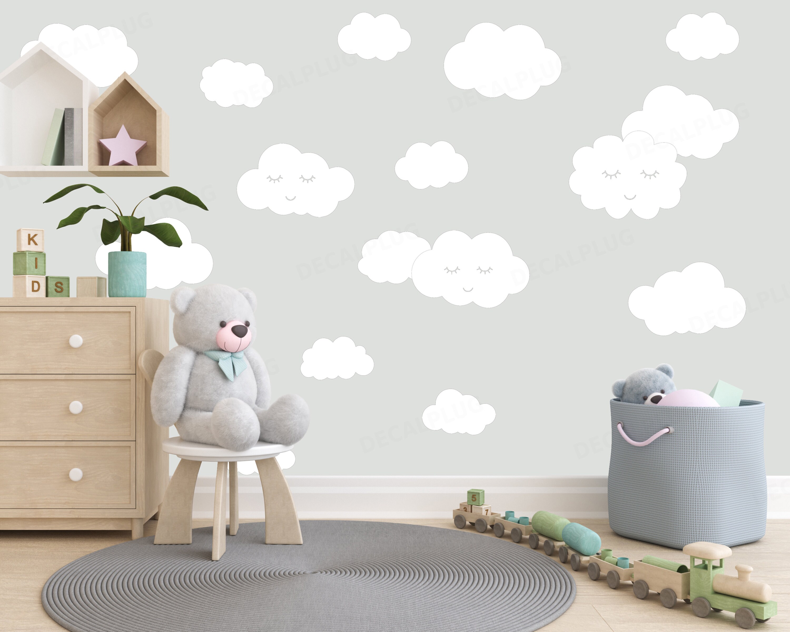 Cloud Stickers for Nursery Wall 3 Big Cloud Stickers With Etsy UK
