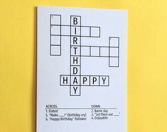 Happy Birthday Crossword Puzzle Greeting Card