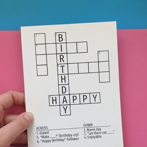 Happy Birthday Crossword Puzzle Greeting Card Etsy