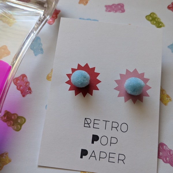 Pom-Pom Earrings | Plastic Earrings | Stud Earrings | Charm Earrings | Cute Earrings