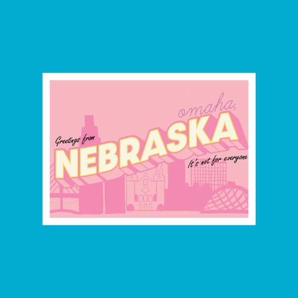 Omaha Nebraska Postcard | Travel Postcard | Omaha ne | Retro Art Print | Retro Artwork | City Art | City Postcard