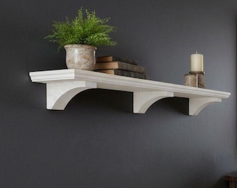 White Floating Wood Shelves – Minimalist Rustic Wall Shelving – Custom Solid Wood Shelves – Modern Farmhouse Home Decor. Wandregal weiss