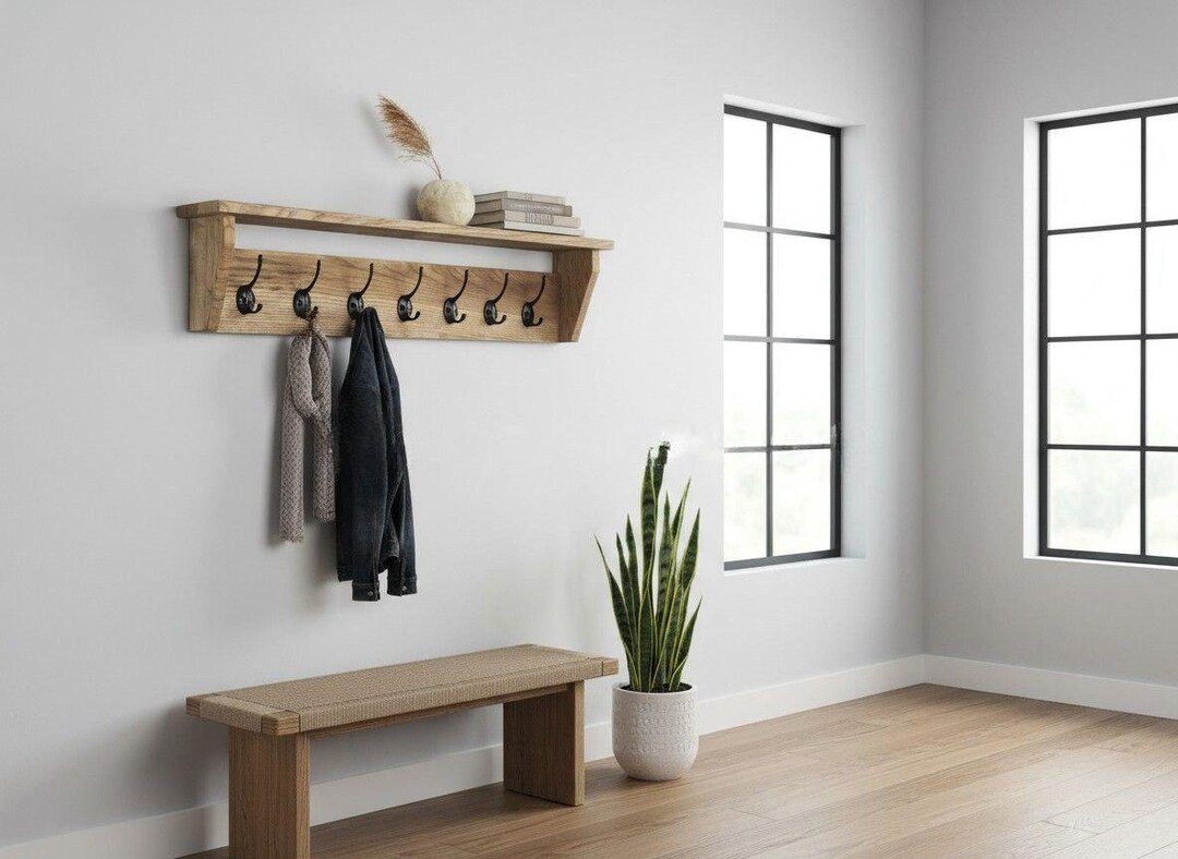 18cm Rack Entryway Wall Mounted Coat Rack With Hooks. Height 18cm, Depth 10cm ...