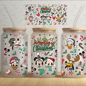 Mickey Mouse Christmas glass can, Holiday cup, Custom holiday cup, Disney cup, Christmas gift idea, Mickey, Mickey ears, Disney glass can