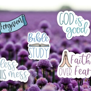 Inspirierende Sticker, Bless this mess, Glaube über Angst, Gott ist gut, Bibelstudie, Verzeihen, WasserfestEr Sticker, Journal Sticker, Christian