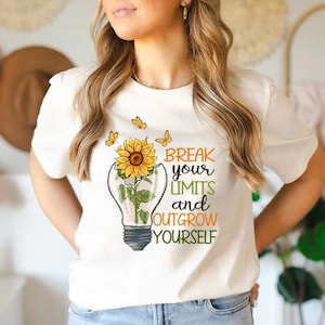 Break your limits and outgrow your self, Sunflower, Retro Motivational, retro design, Motivational shirt, Inspiration, Grow, Retro design
