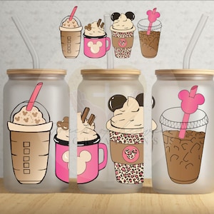 Mickey safari cup, Mickey coffee cup, Mickey design, Pink mickey, Leopard mickey, Mickey cup gift, latte mickey, coffee glass cup, Mickey