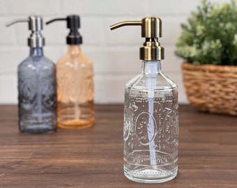 Tuscany Glass Soap Dispenser | 14-ounce Capacity | Multiple Colors | Multiple Top Options