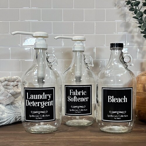 64ounce Clear Glass Laundry Bottle Signature Laundry Etsy