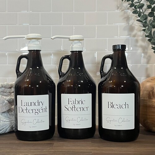 CUSTOM 1/2 Gallon Amber Glass Refillable Laundry Bottle With Etsy