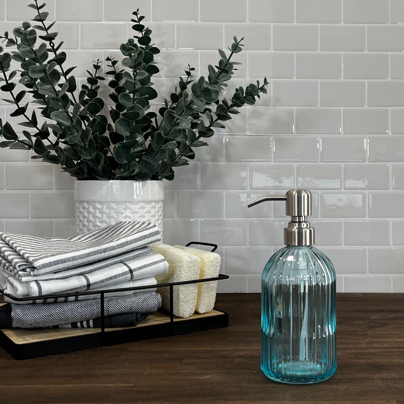 Fluted Glass Soap Dispenser 14ounce Refillable Variety of Etsy