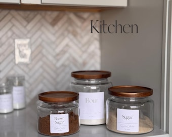 Kitchen Storage | Glass Montana Jars | Airtight Wood Lid | Custom Label Option | 48oz, 64oz, or 96oz
