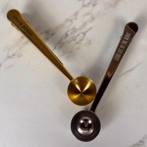 Coffee Scoop and Clip Gold and Silver