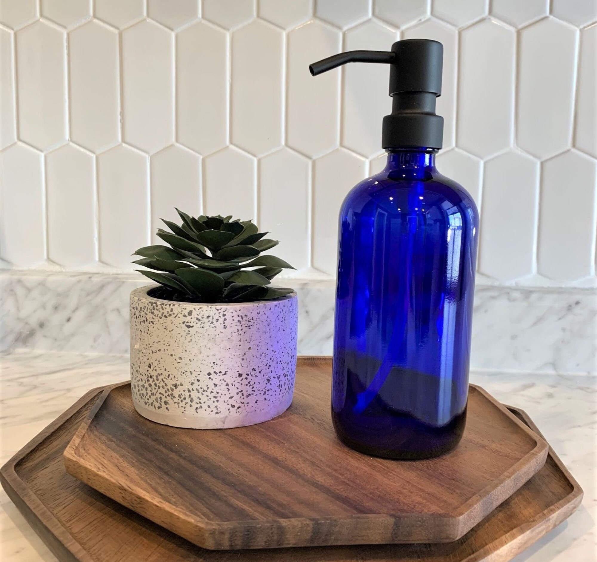 Cobalt Blue Glass Soap Dispenser Refillable FREE SHIPPING Etsy